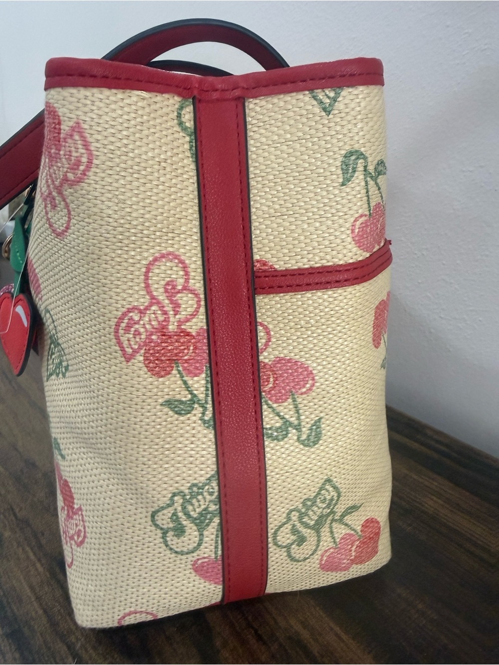 Juicy Couture Cherry Print Tote with Red Trim - Picture 2 of 6